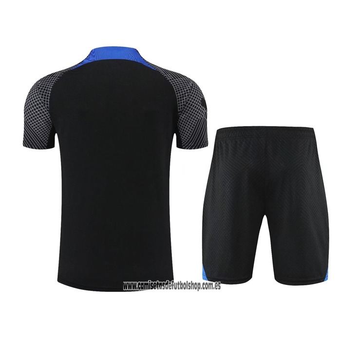 Chandal del Paris Saint-Germain 22-23 Manga Corta Negro y Azul - Pantalon Corto